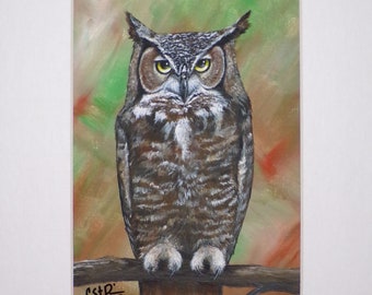 Owl Totem - Matted Giclee Art Print