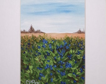 Wild Blueberry Fields - Matted Giclee Art Print