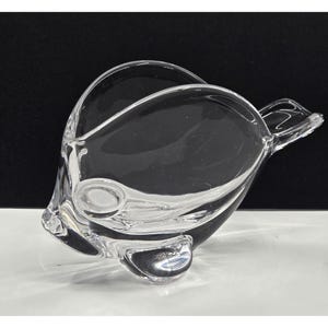 Vtg Cofrac Art Verrier Crystal Clear Fish vase Made in France