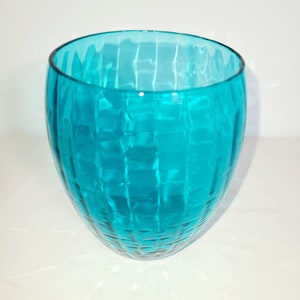 Empoli glass votive aqua blue cubist 4&quot;