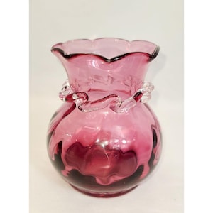 Vintage Pilgrim Glass Pink ornate vase