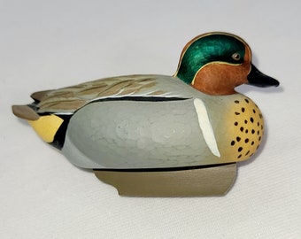 Ducks Unlimited, Jett Burnet green winged teal duck Duck Decoy Figure, Duck Decoy, Miniature Duck Decoy Figure