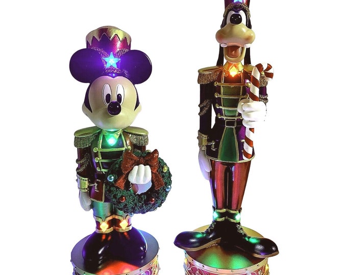 XL Disney Mickey and Goofy Holiday Nutcrackers 2 Piece Set, Christmas