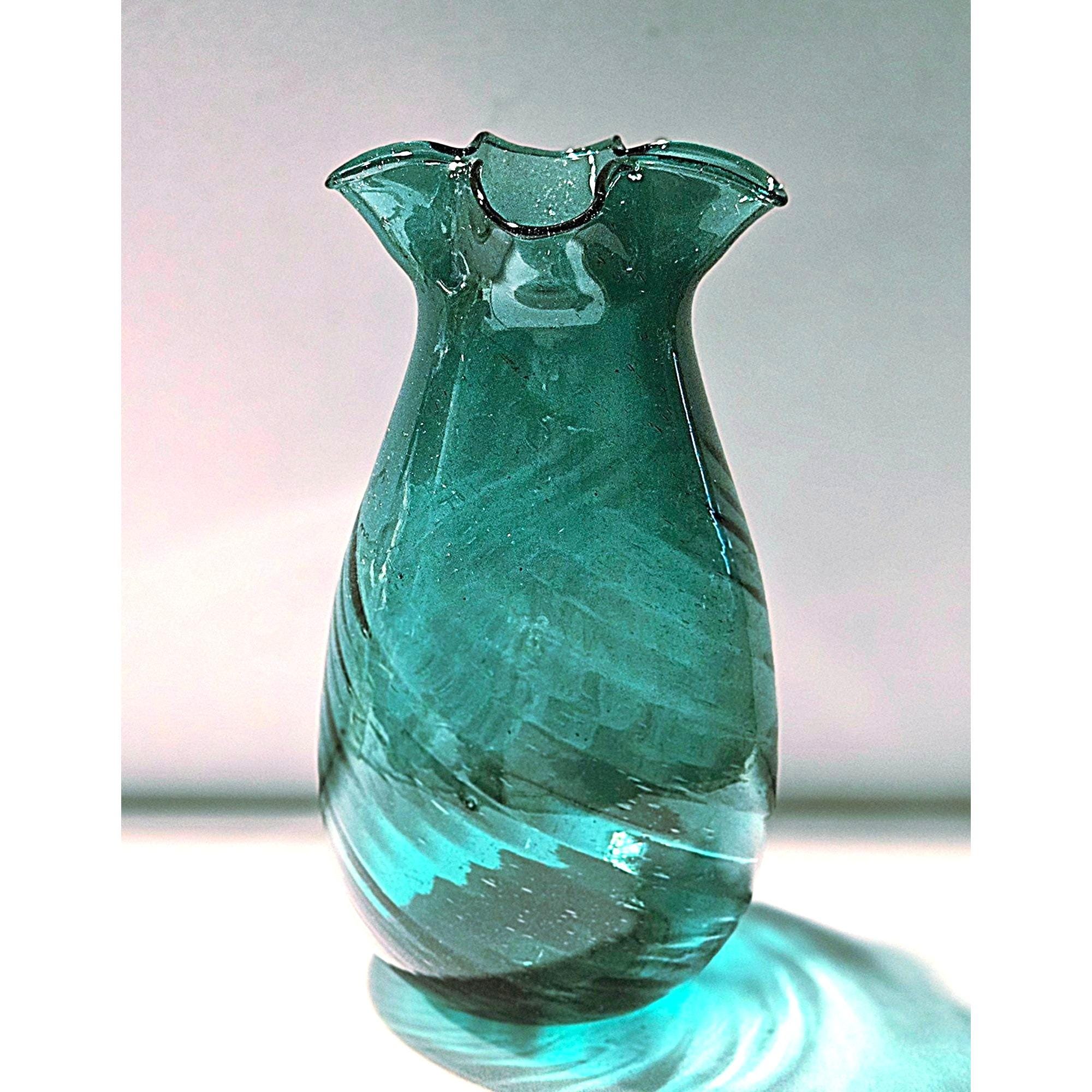 ターコイズブルー　ガラス花瓶　壺 Turquoise glass vase - Etsy 日本