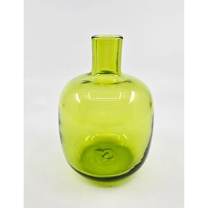 Blenko 6424 Lime Green Glass Vase With Rounded Shape & Short Neck, artist Don Shepherd