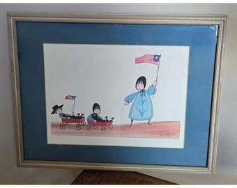P. Buckley Moss "Wagon Train" Amish gesigneerde lithografie, ingelijst en gesigneerd, #350