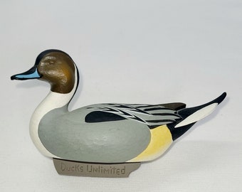 Ducks Unlimited, Jett Burnet Wood Duck Decoy Figure, Duck Decoy, Miniature Duck Decoy Figure