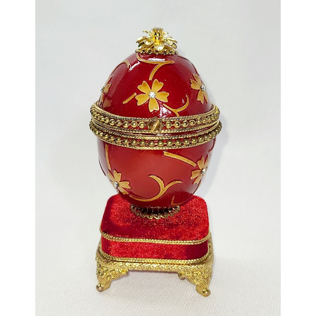 Kingspoint Design Red Ornate Duck Egg Music Box Etsy