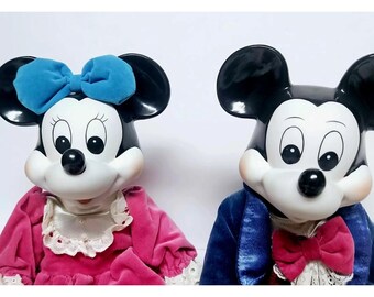 大型ディズニー ミッキー＆ミニーマウス オルゴール付き磁器製ゼンマイ