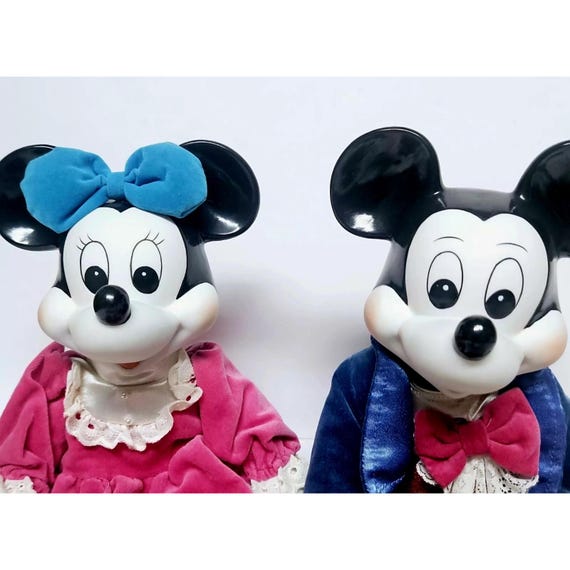 大型ディズニー ミッキー＆ミニーマウス オルゴール付き磁器製ゼンマイ