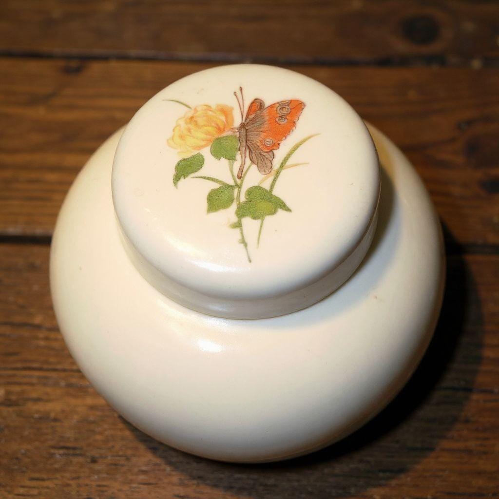 Takahashi Dew Japanese Ginger Jar Vase Butterflies Hand Decorated