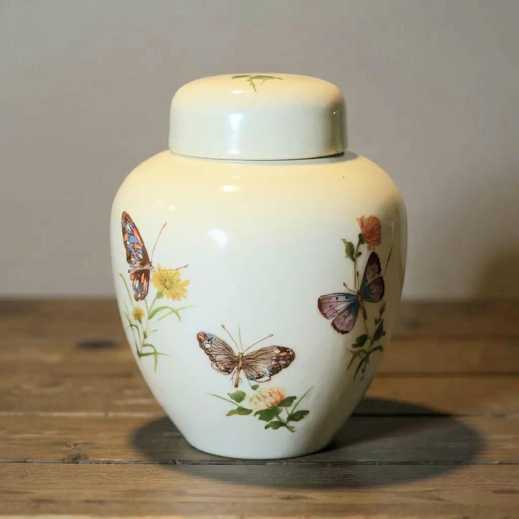 花と蝶の手描き陶磁器花瓶 高橋露作 生姜壺 花瓶 蝶 手彩入り 磁器 - Etsy 日本