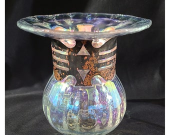 Silvestri Murano mouth blown iridescent vase