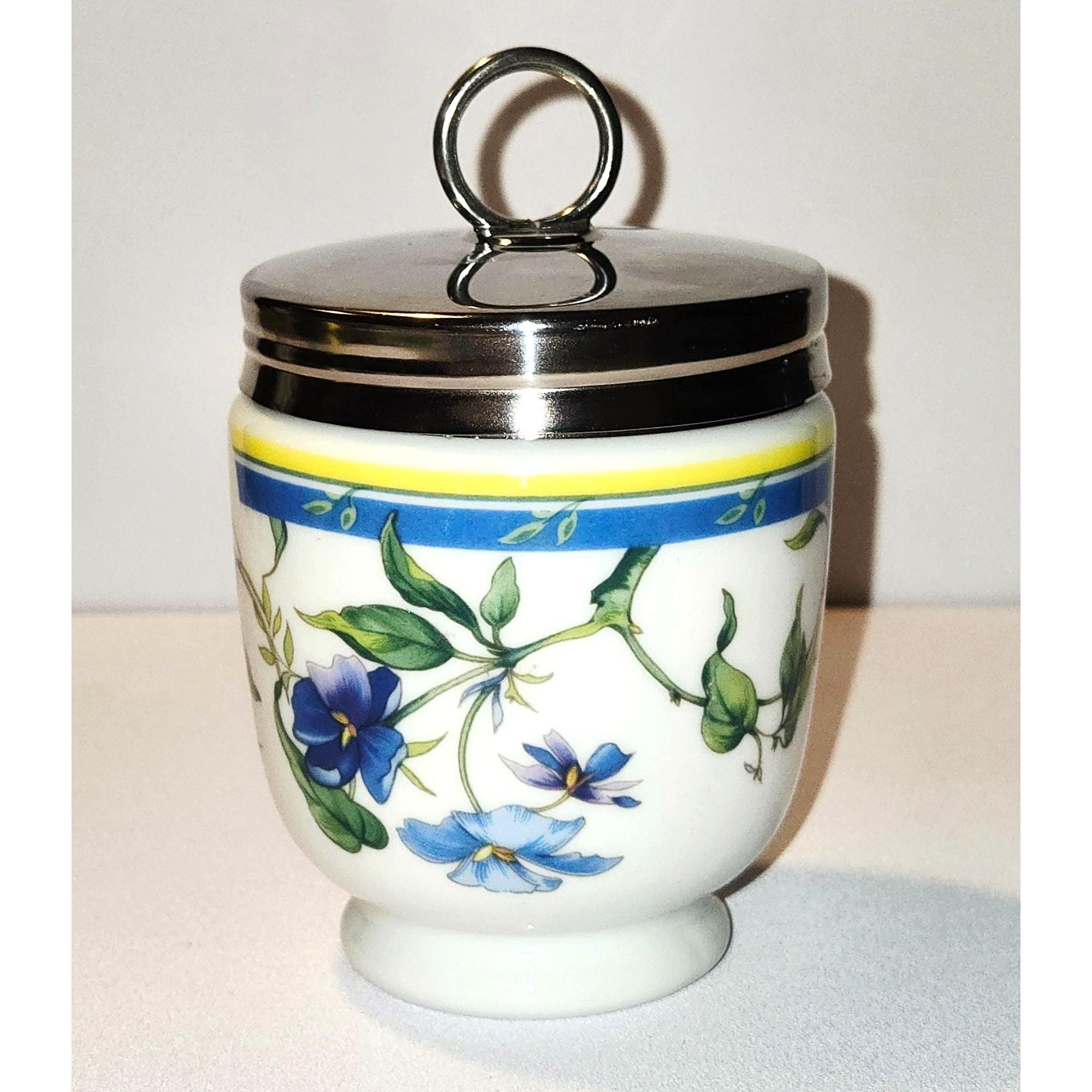 Rare Royal Worcester Egg Coddler With Floral Design & Stainless