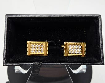 Gemelli vintage da uomo in cristallo color oro