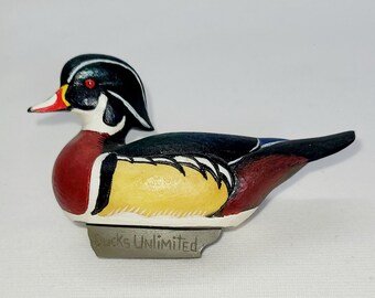 Ducks Unlimited, Jett Burnet Wood Duck Decoy Figure, Duck Decoy, Miniature Duck Decoy Figure