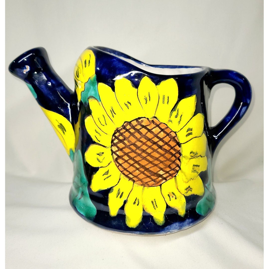 Large Talavera Sunflower Vase, Watering Can Etsy