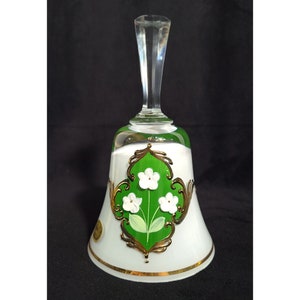 Campana di vetro decorata in cristallo Boho Vintage in cristallo ceco con smalto e oro 1980