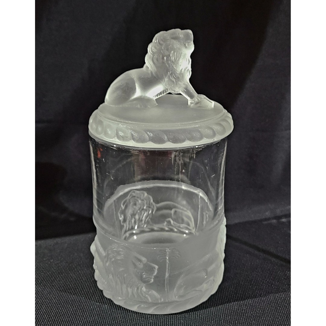 Antique Gillinder & Sons Frosted Lion Marmalade Jar Frosted Etsy