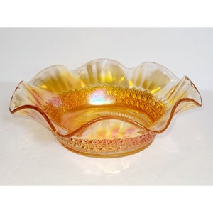 Imperial carnival glass flute and cane pinwheel bowl