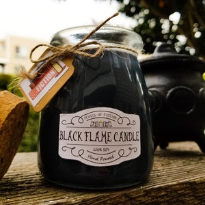 Black Flame Candle / Hocus Pocus Inspired Halloween Fall Scent with Glitter 7 Fluid ounces