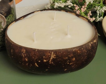 Coconut Bowl Three Wick Soy Wax Candle / Summer Gift