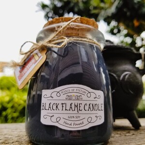 Black Flame Candle / Hocus Pocus Inspired Halloween Fall Scent with Glitter image 2