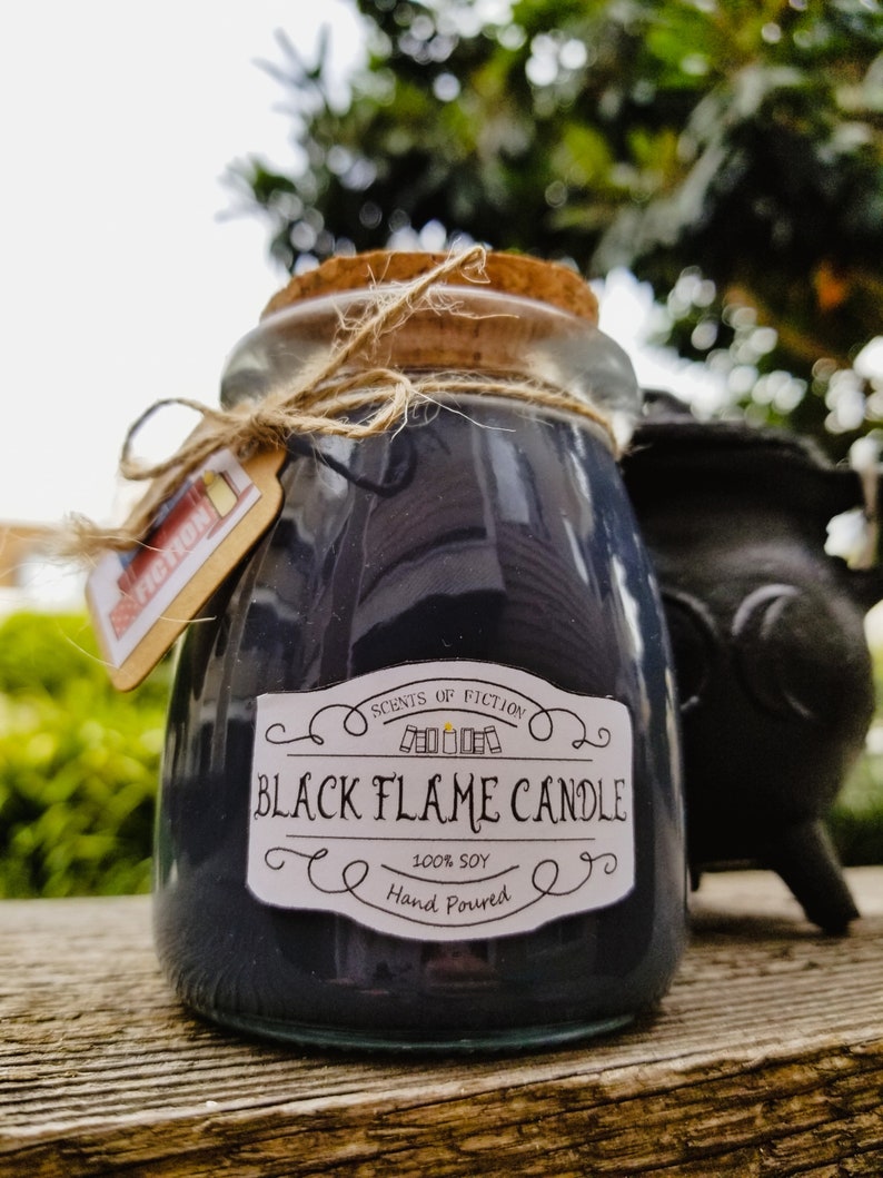 Black Flame Candle / Hocus Pocus Inspired Halloween Fall Scent with Glitter image 2