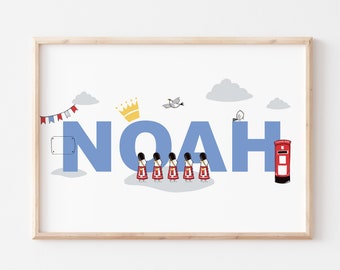 THE OCTOPUS A3A4A5 Personalised Nursery Print.