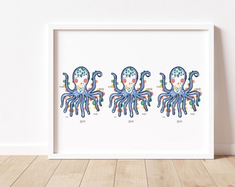 THE OCTOPUS A3A4A5 Personalised Nursery Print.