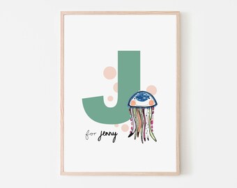 THE OCTOPUS A3A4A5 Personalised Nursery Print.