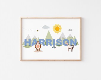 THE OCTOPUS A3A4A5 Personalised Nursery Print.