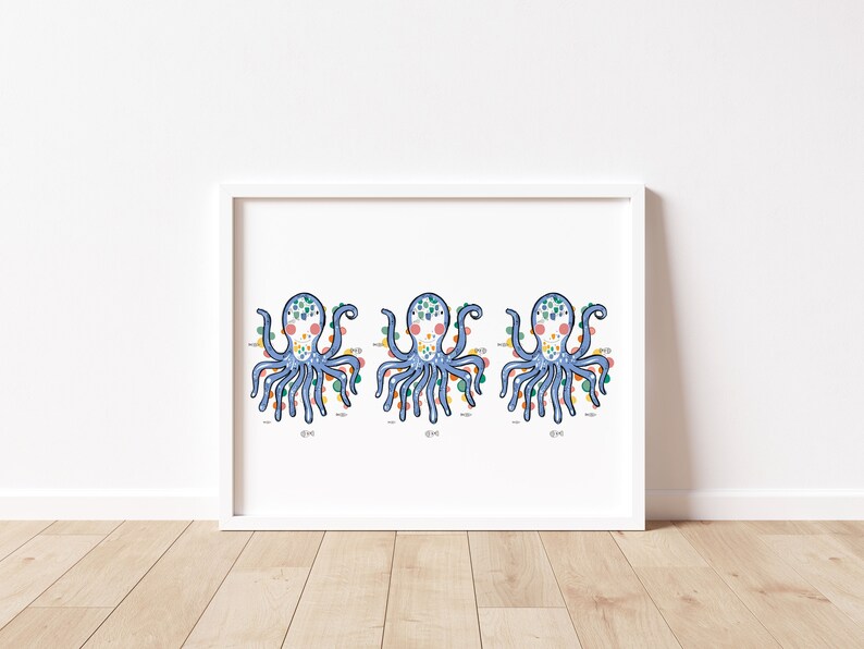 THE OCTOPUS A3A4A5 Personalised Nursery Print.