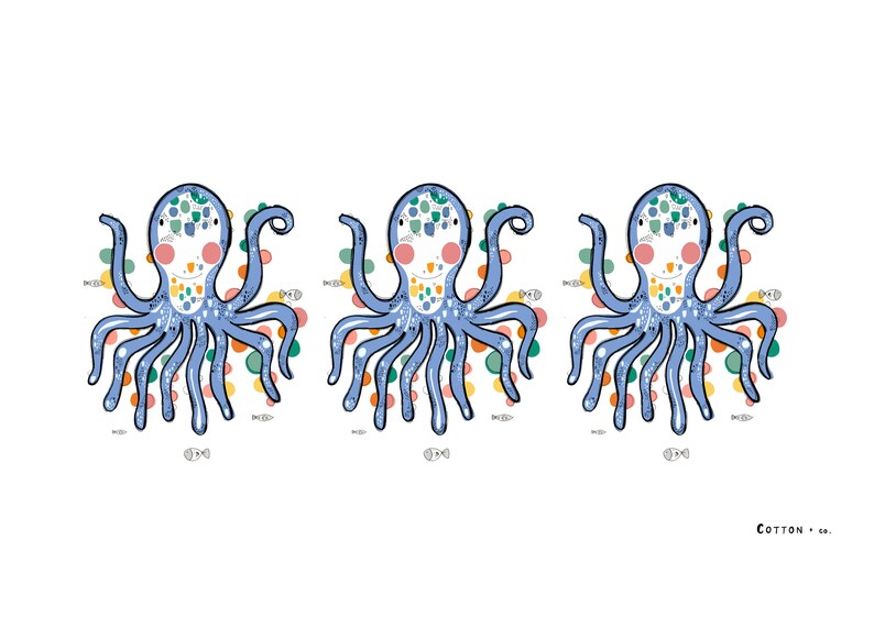 THE OCTOPUS A3A4A5 Personalised Nursery Print.