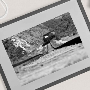 Railroad Tracks Black and White Photograph Print, Giclee Canvas Print, Train, Locomotive, Transportation, Wall Art, Giclee Art Print
