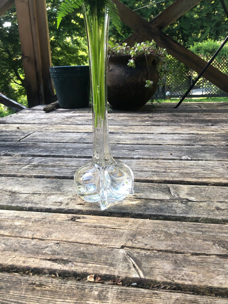 Tall Crystal Vase Vintage Art Deco Bulb Bottom Glass Etsy