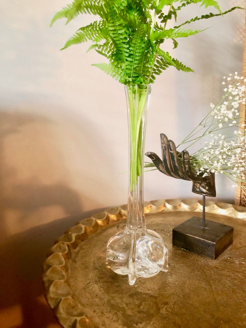 Tall Crystal Vase Vintage Art Deco Bulb Bottom Glass Etsy