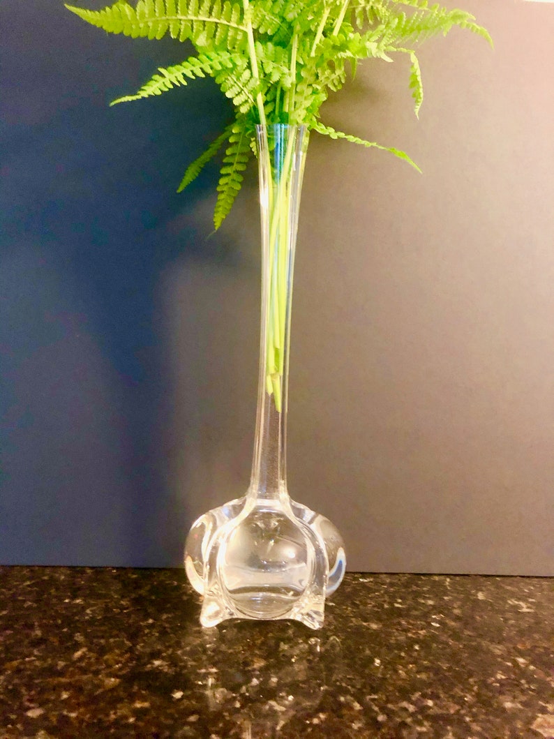 Tall Crystal Vase Vintage Art Deco Bulb Bottom Glass Etsy