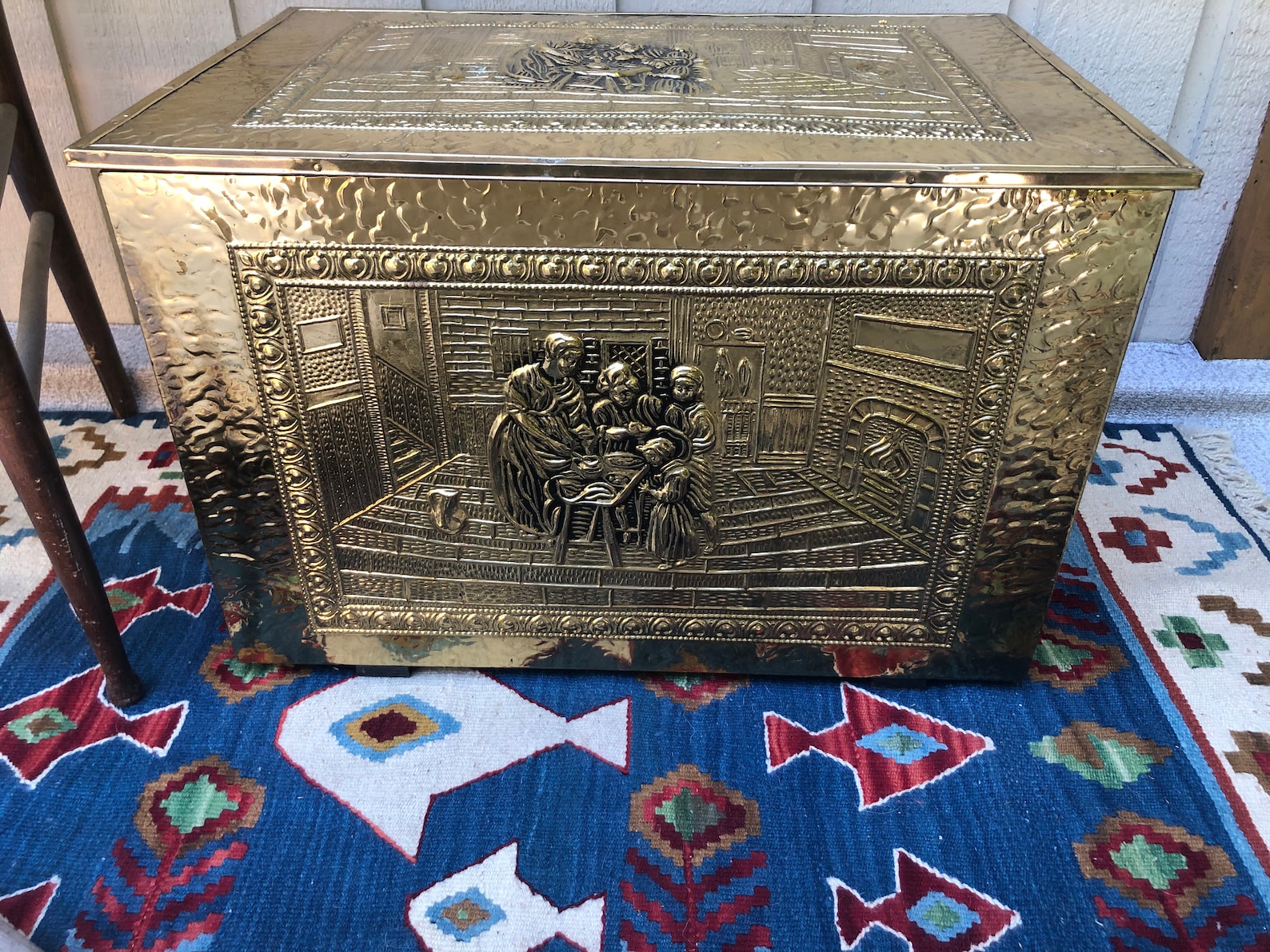 Vintage Brass Firewood Box Large Holder Old English Etsy