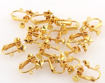 Gold Plated Earring Clip non pierced ears change pierced over to clip Clip on earring converter 12pcs