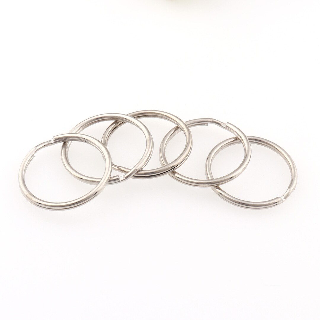20pcs Silver 30mm Keychains Circle Keyring Findings Fit DIY Keychain