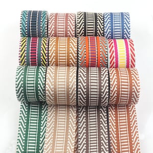 1 1/2 Inch wide Jacquard Cotton Webbing Striped Webbing Bag handles for Backpack/Tote bag/Crossbody/Purse Strap /Key fob