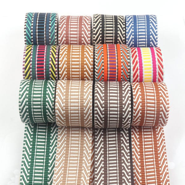 1 1/2 inch brede jacquard katoenen singelband gestreepte singelband tas handgrepen voor rugzak/draagtas/crossbody/portemonneeriem/sleutelhanger