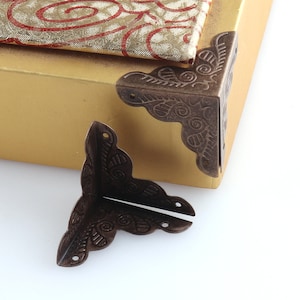 Antqiue bronze 1&quot; ornate box corners,rustic cabinet corner,jewelry box corner,corner braces,wedding table decor