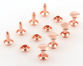 rose gold Double Cap Rivets,Metal Button Round Rapid Rivet,rivet studs for purse bags Handbags Shoes Belts leather craft diy 100sets