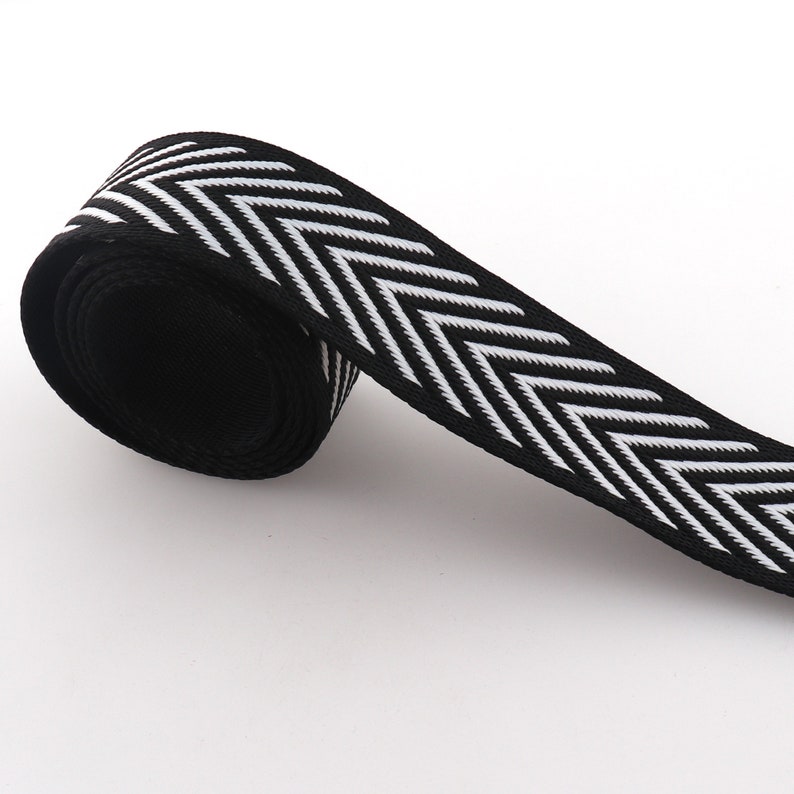 36mm Black and White Herringbone bing Polyester Lanyard Making Strap