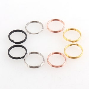 100pcs mezcla colores llaveros split llaveros para 12mm Metal llaveros de cadena en oro, plata, oro rosa, negro, anillos divididos, anillo de llave de colores