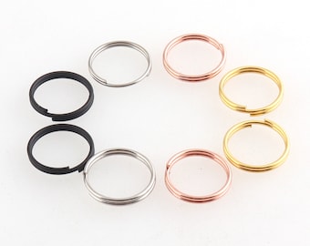 100pcs Mix Farben Schlüsselanhänger Split Schlüsselanhänger für 12mm Metall Schlüsselanhänger Ringe in Gold, Silber, rose gold, schwarz, Split Ringe, bunte Schlüsselanhänger