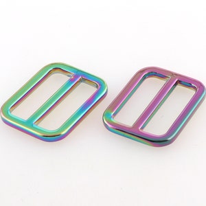 Strap Buckle  rainbow Rectangular Center Bar Slide Buckle Purse Strap Adjuster Handbag Hardware for 1''inch(25mm)Webbing 8pcs