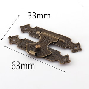 antique bronze color lock latch ,small box hardware, jewelry box latch, gift boxes latches with button lock 63*33mm